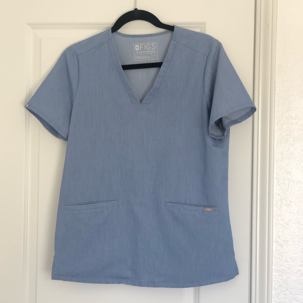 Figs Casma Scrub Top. Heathered blue. Limited Ed.